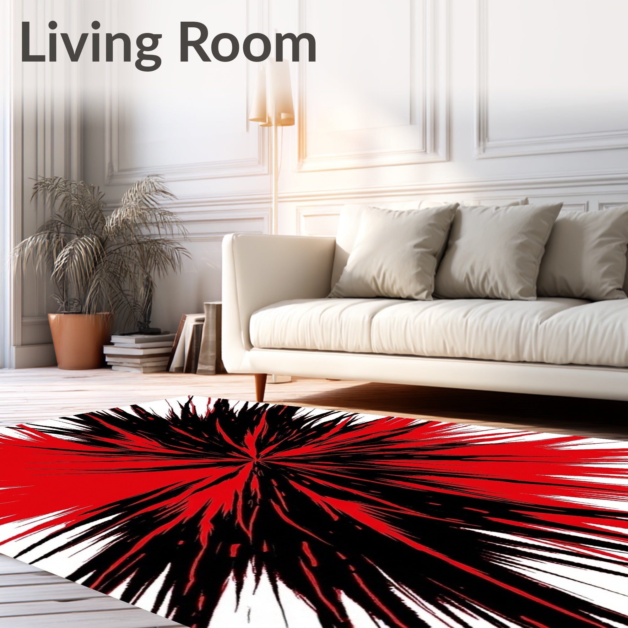 Radiant Red Black Burst Rug
