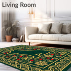 Green Dog And Snowflake Holiday Theme Rug