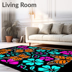 Whimsical Orange Butterfly Garden Rug