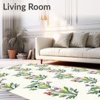 Whimsical Green Earth Botanical Cluster Rug