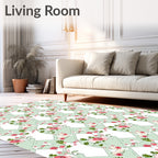Pale Green Rose Garden Romance Rug
