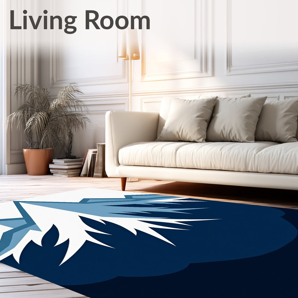 Deep Blue Mountain Peaks Rug