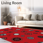 Red Steampunk Clock Medallion Collage Rug