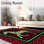 Colorful Horse Tribal Border Rug