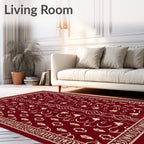 Crimson Ivory Ornate Floral Vine Rug