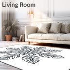 Monochromatic Gray Snowflake Floral Rug