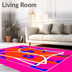 Vibrant Pink Orange Blue Abstract Splash Rug