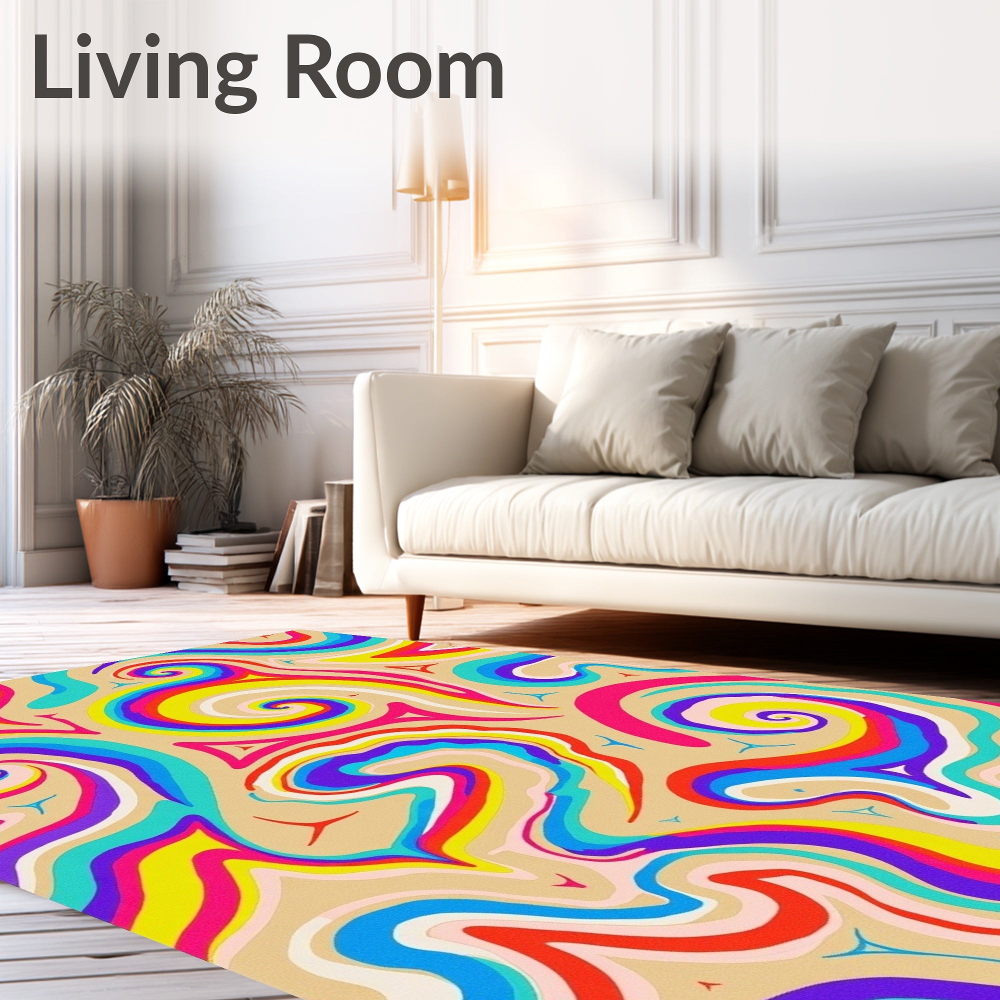 Vibrant Swirl Rainbow Psychedelic Rug
