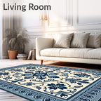 Oceanic Floral Symmetry Cream Tapestry Rug