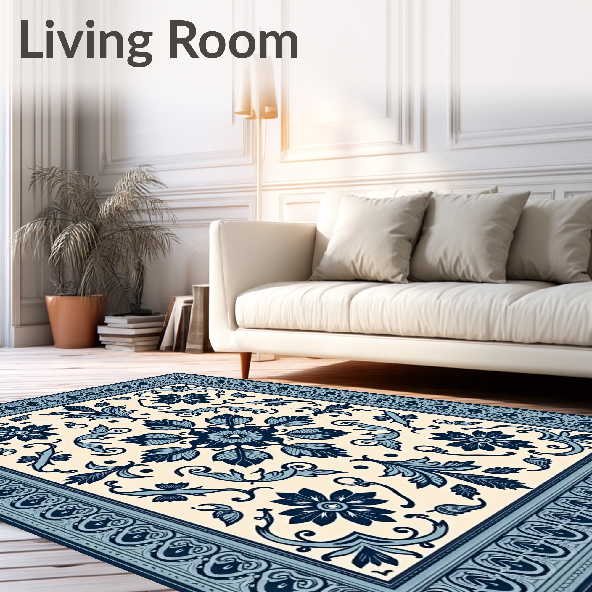 Oceanic Floral Symmetry Cream Tapestry Rug