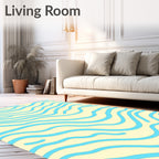 Cool Blue Wavy Lines Rug