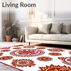 Crimson Gold Circular Emblems Rug