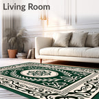 Ornate Emerald Botanical Scroll Rug