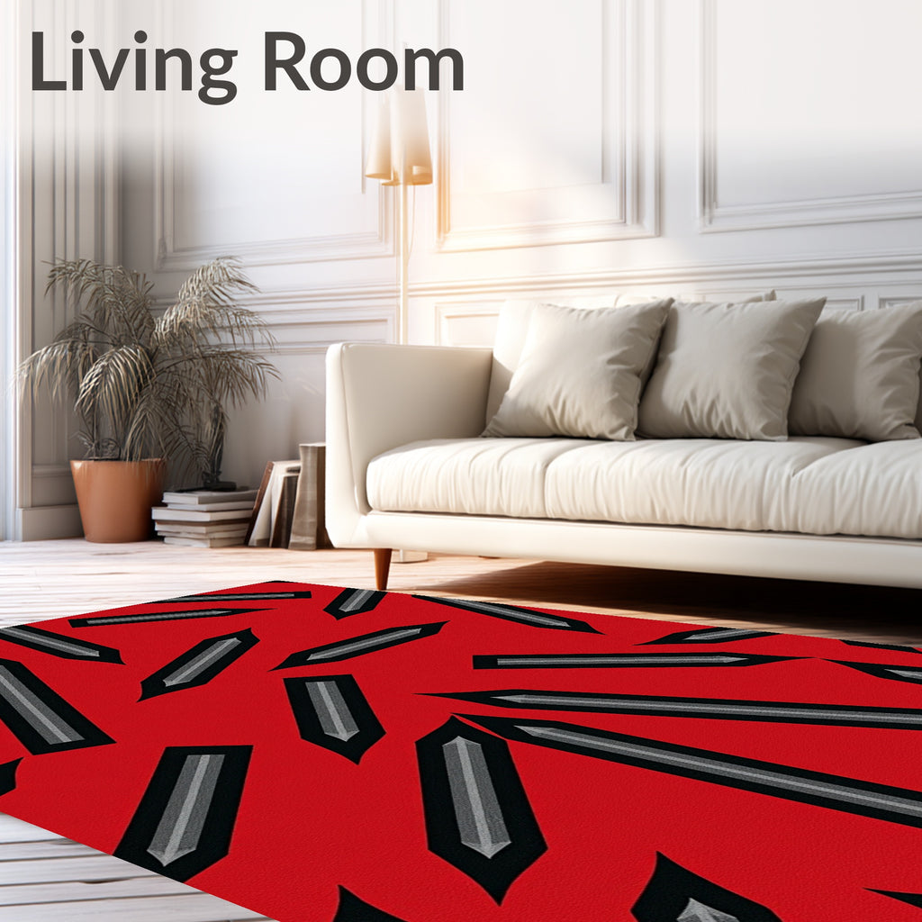 Red Abstract Pencil Scatter Rug