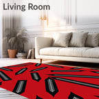 Red Abstract Pencil Scatter Rug