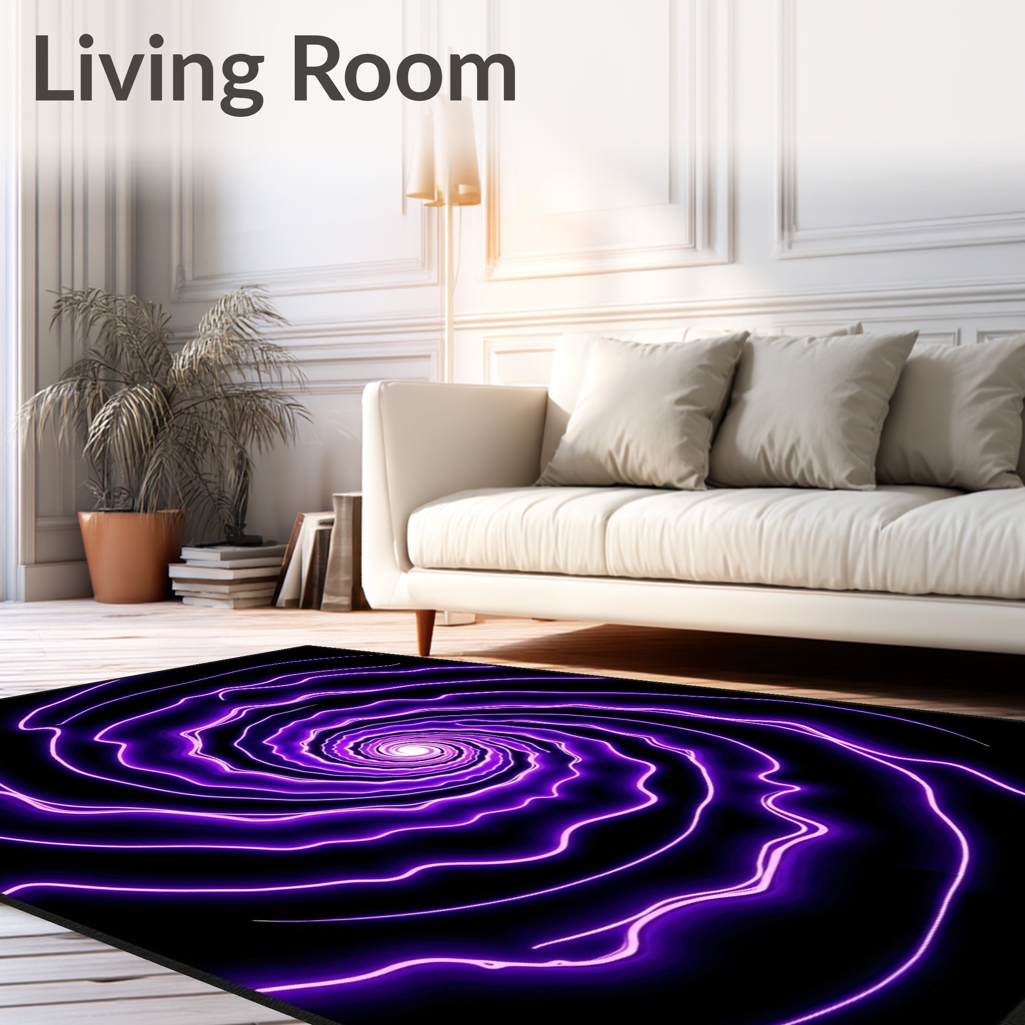 Vibrant Purple Swirl Vortex Rug
