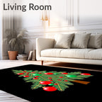 Green Fir Tree Red Ball Ornaments Rug