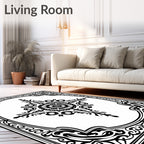 Black Ornate Flourish Medallion Rug