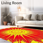 Radiant Sunburst Yellow Red Rug