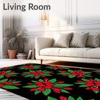 Red Berry Leaf Cluster Arrangement Rug