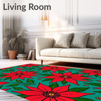 Crimson Red Poinsettia Garden Repeat Rug
