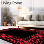 Scarlet Rose Swirl Border Rug