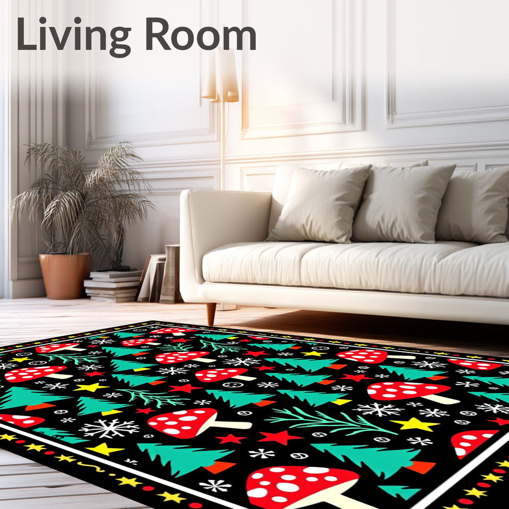 Red White Fly Agaric Christmas Tree Rug