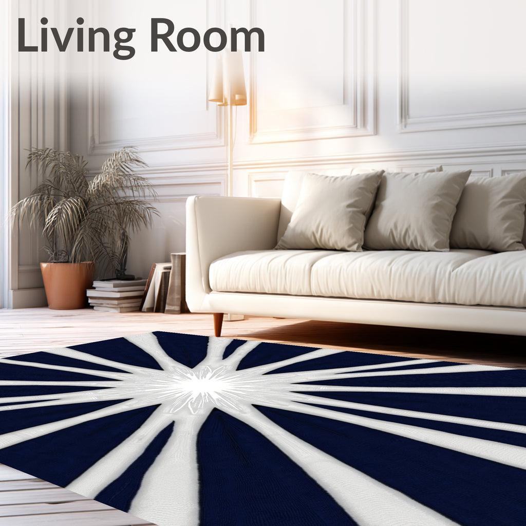 Radiant Starburst Navy White Rug