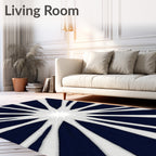 Radiant Starburst Navy White Rug