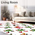 Whimsical Red Green Tree Elves Rug