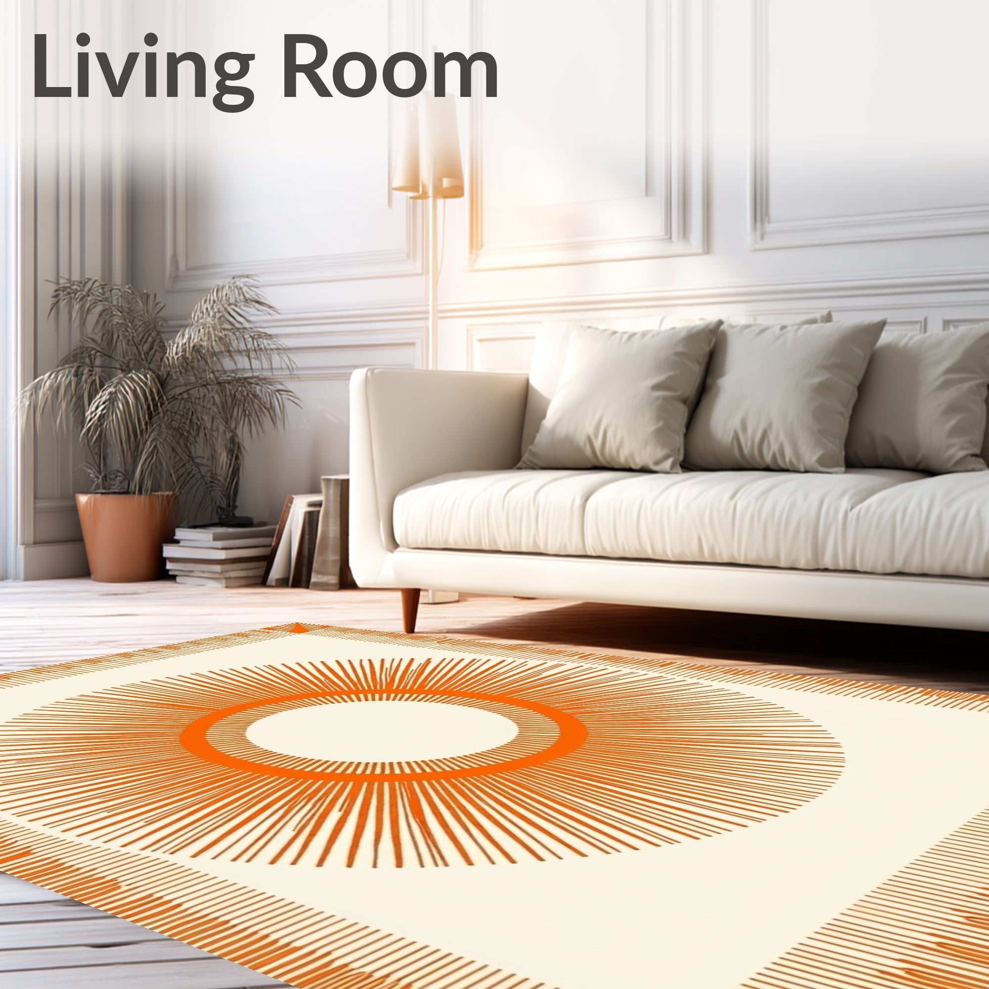 Radiant Orange Sunburst Medallion Rug