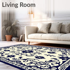 Navajo Blue Floral Traditional Rug