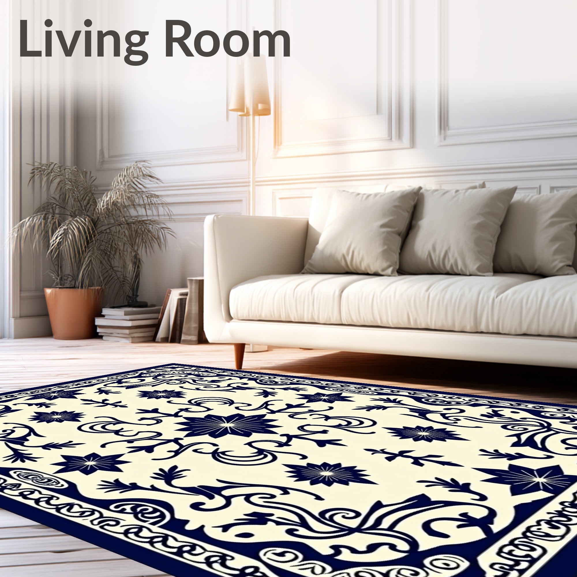 Navajo Blue Floral Traditional Rug