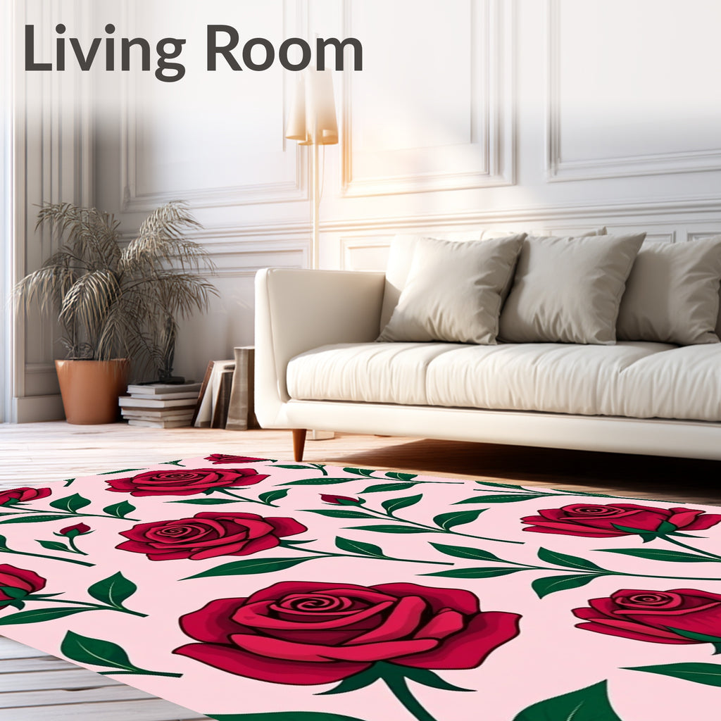 Crimson Rose Garden Floral Rug