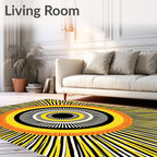 Radiant yellow sunburst concentric Rug