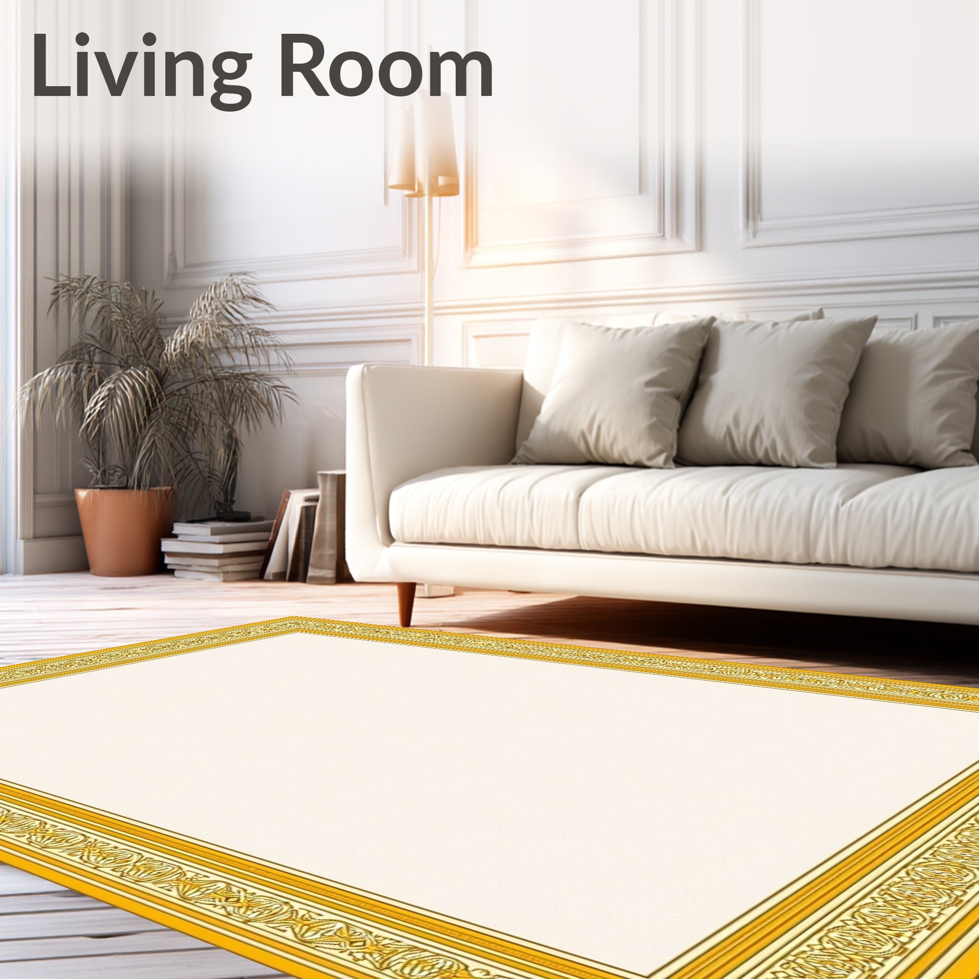 Regal Gold Ornate Border Rug