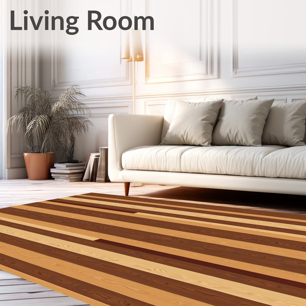 Warm Wood Grain Vertical Stripe Rug