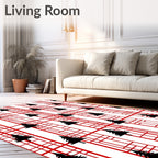 Red White Plaid Pine Trees Rug