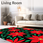 Bold Red Floral Vine Medallion Rug