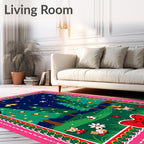 Festive Christmas Trees Night Scene Rug