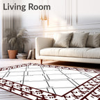 Geometric Brown Lattice Border Rug