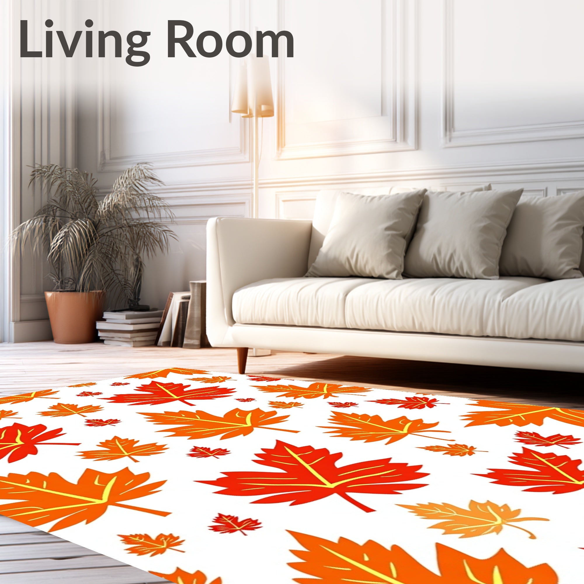 Autumn Red Orange Maple Leaves Rug