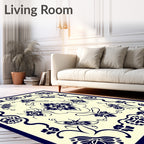 Navy Floral Butterfly Medallion Harmony Rug