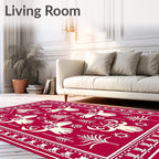 Crimson Folk Reindeer Forest Accents Rug