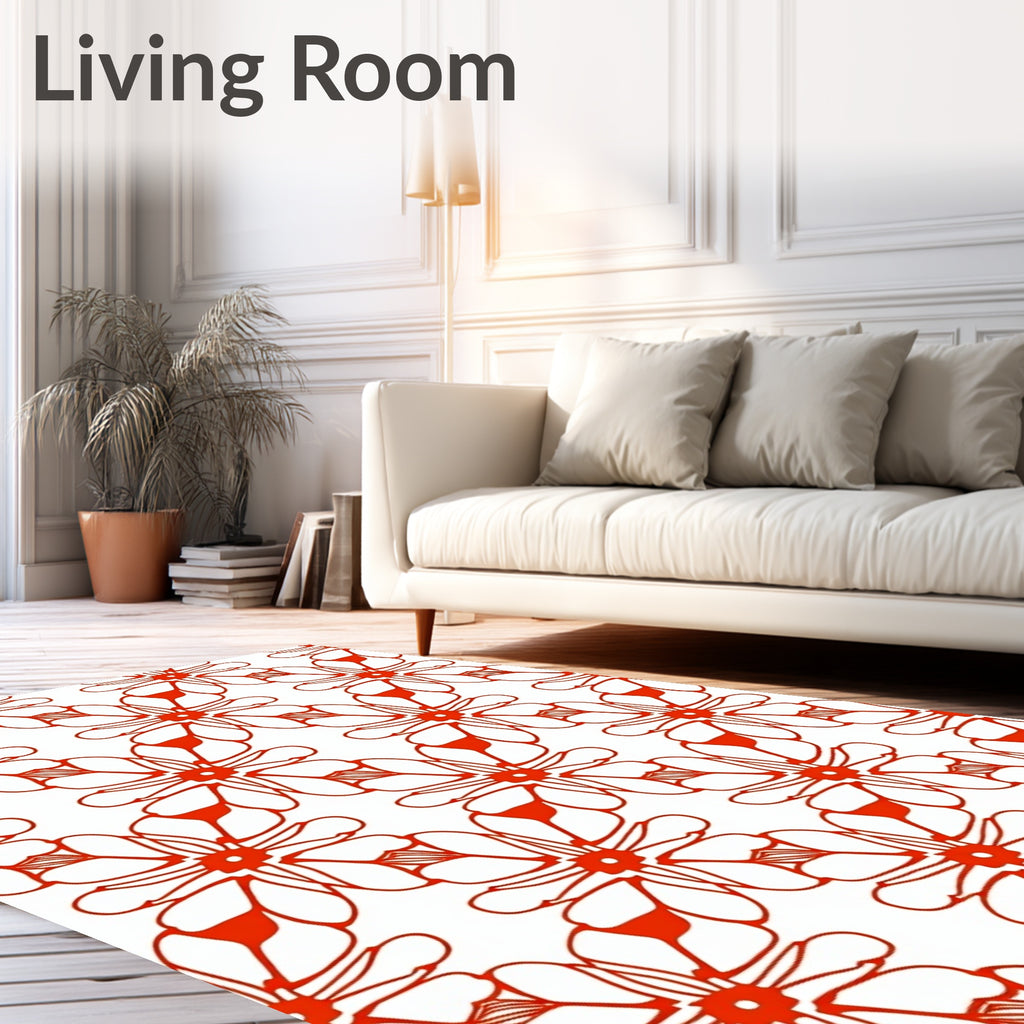Bold Orange Floral Lattice Rug