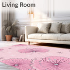 Pink Floral Starburst Background Rug