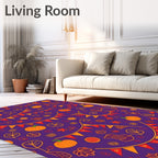 Purple Pumpkin Bunting Leaf Garland Rug