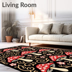 Whimsical Red Mushroom Vines Rug