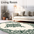 Emerald Green Ornate Filigree Medallion Rug