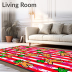 Red White Stripe Gingerbread Man Fun Rug